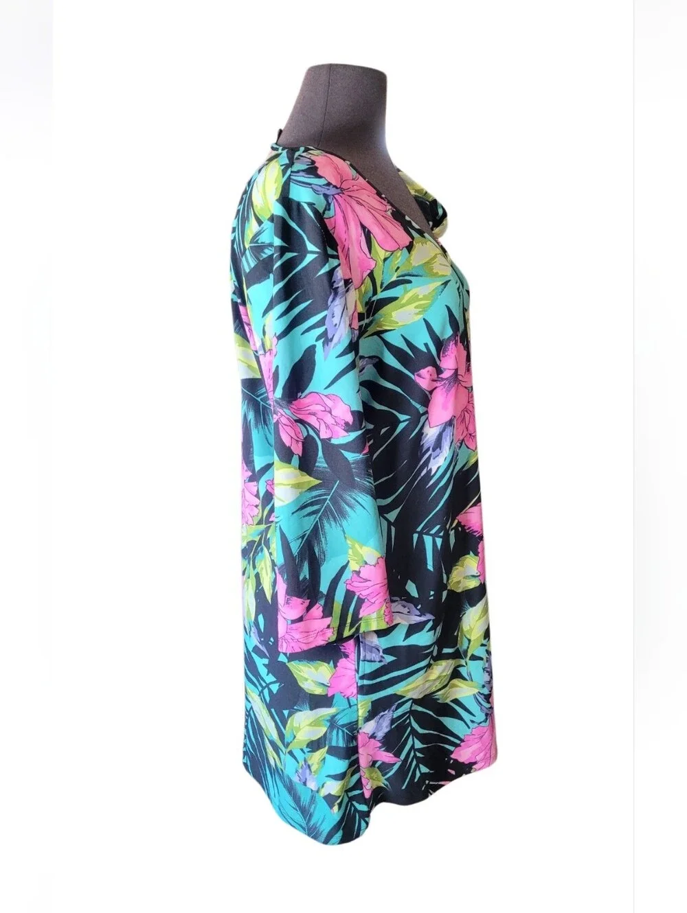 Attitudes By Renee Tropical Floral Scoop Neck Tunic W/ Matching Heeadband